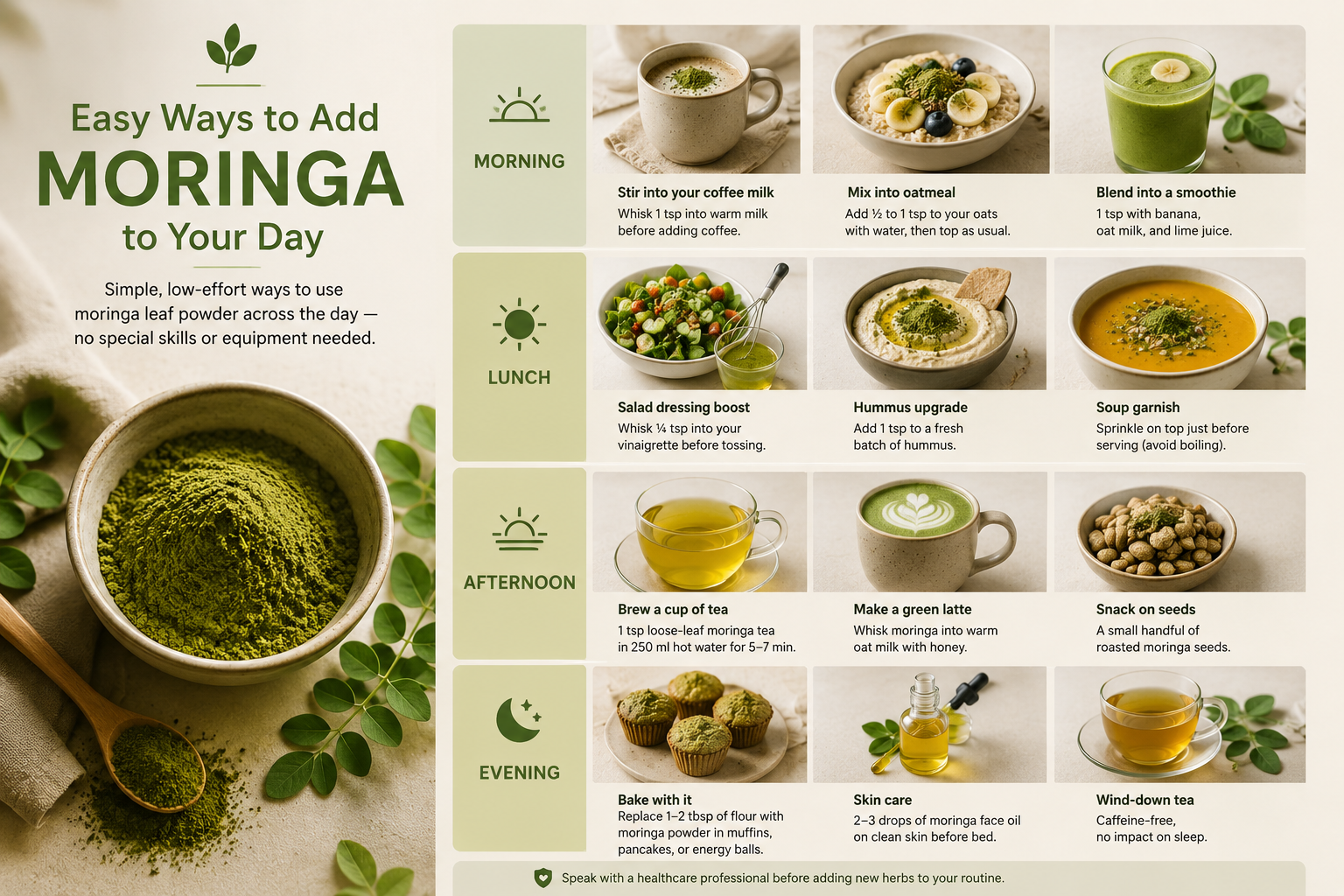 Des façons simples d'intégrer le moringa à votre quotidien