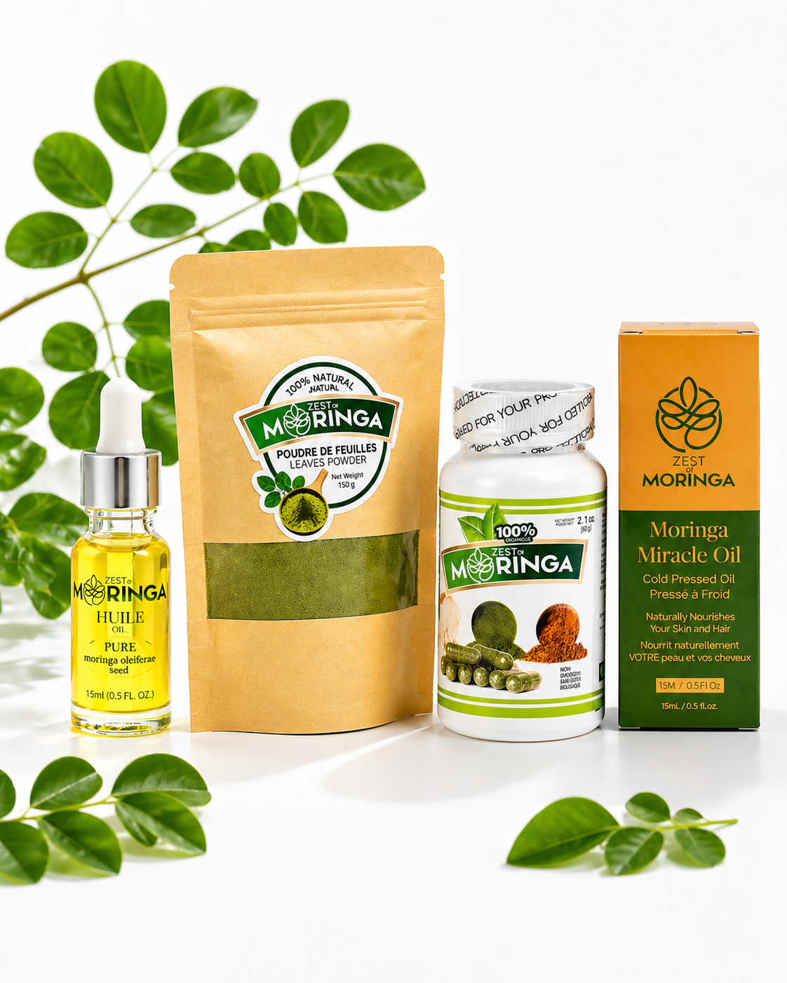 Organic moringa leaf powder, root powder and capsules — Zest of Moringa Canada
