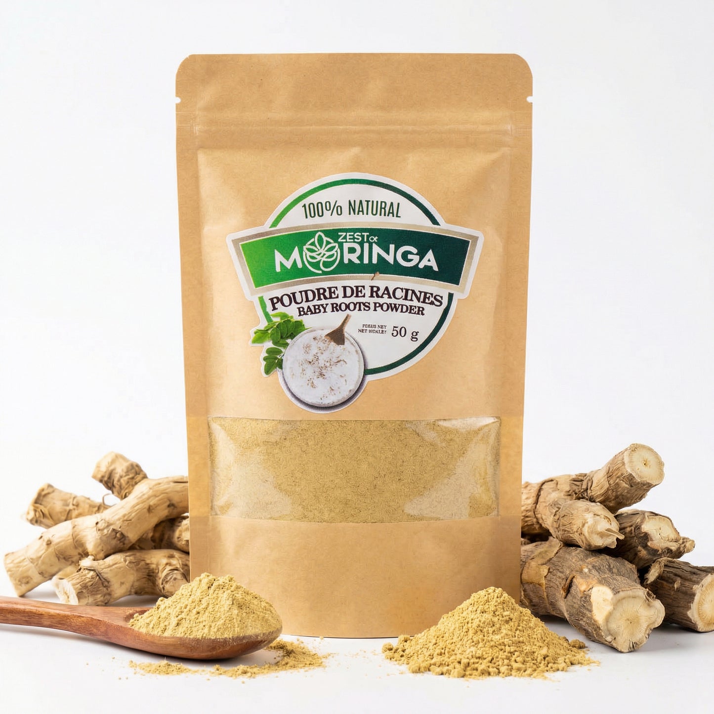 Organic Moringa Root Powder – Natural Energy, Detox & Immune Support Superfood