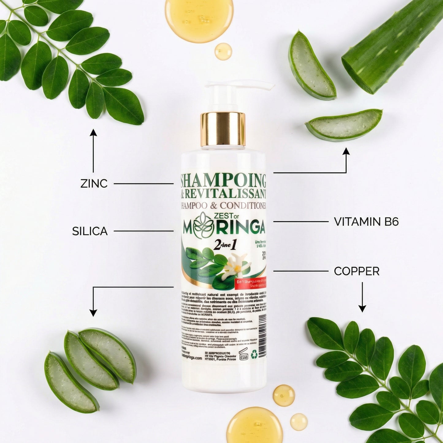 Nourish Your Hair with Moringa 2-in-1 Shampoo and Conditioner - Promotes Growth and Hydration