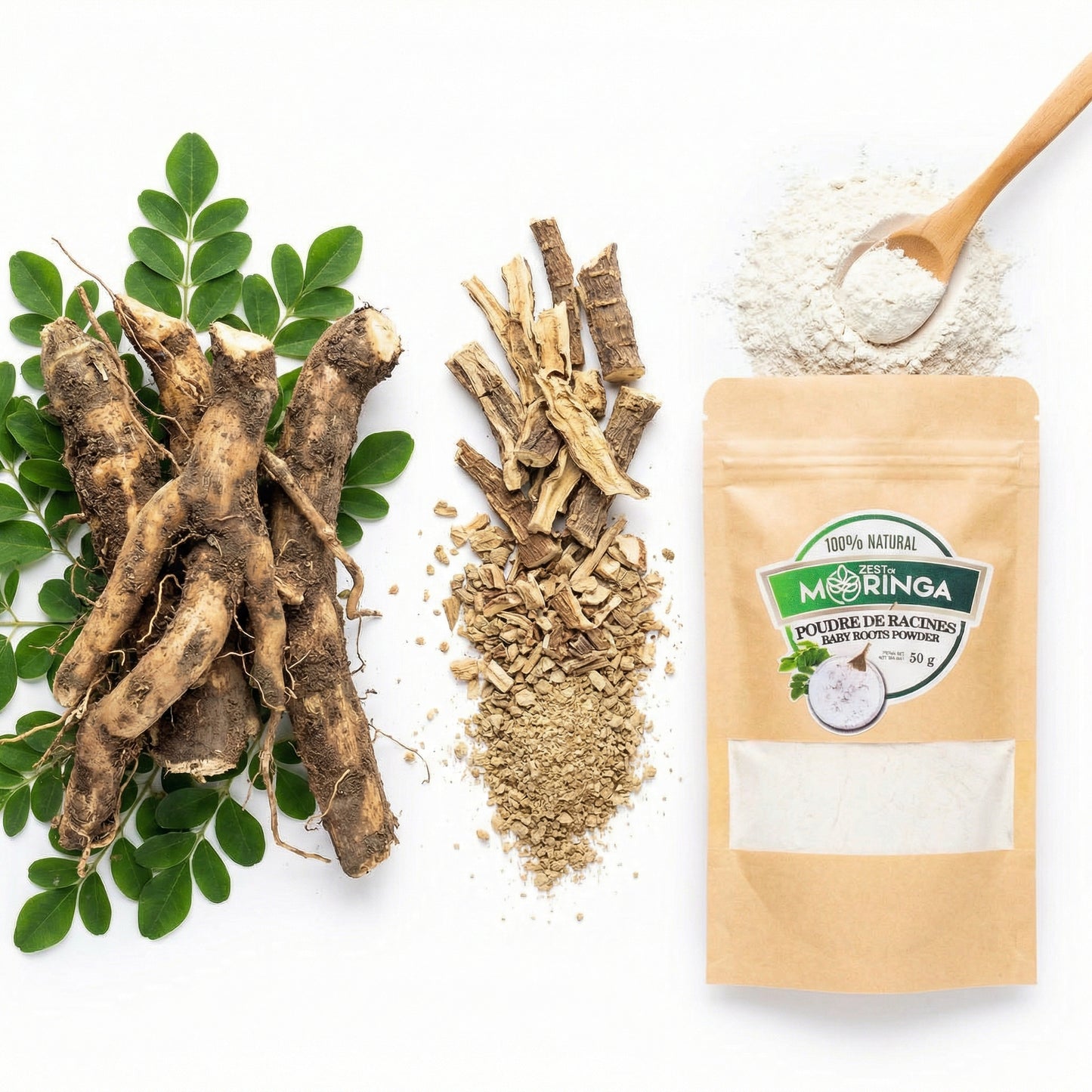 Organic Moringa Root Powder – Natural Energy, Detox & Immune Support Superfood