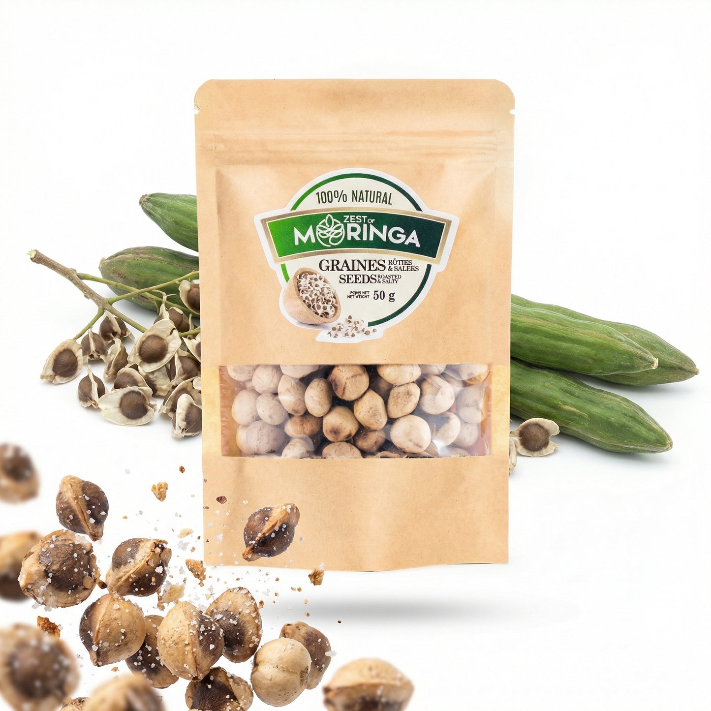 Roasted & Salted Moringa Seeds (50g) - Healthy Superfood Snack
