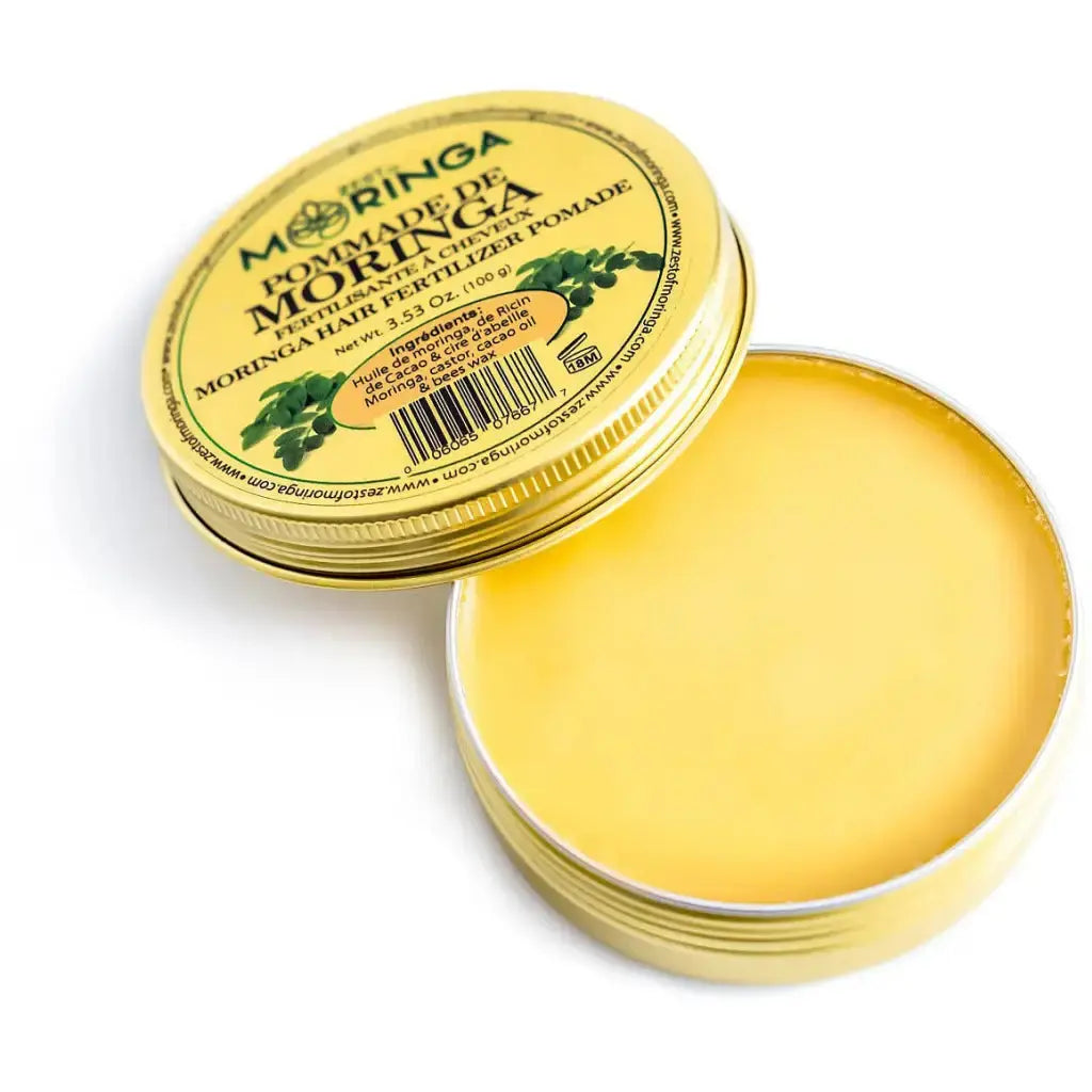 Moringa Hair Pomade Blend Cacao Oil, Castor Oil, and Beeswax for Damaged Hair & Scalp - Zest Of Moringa