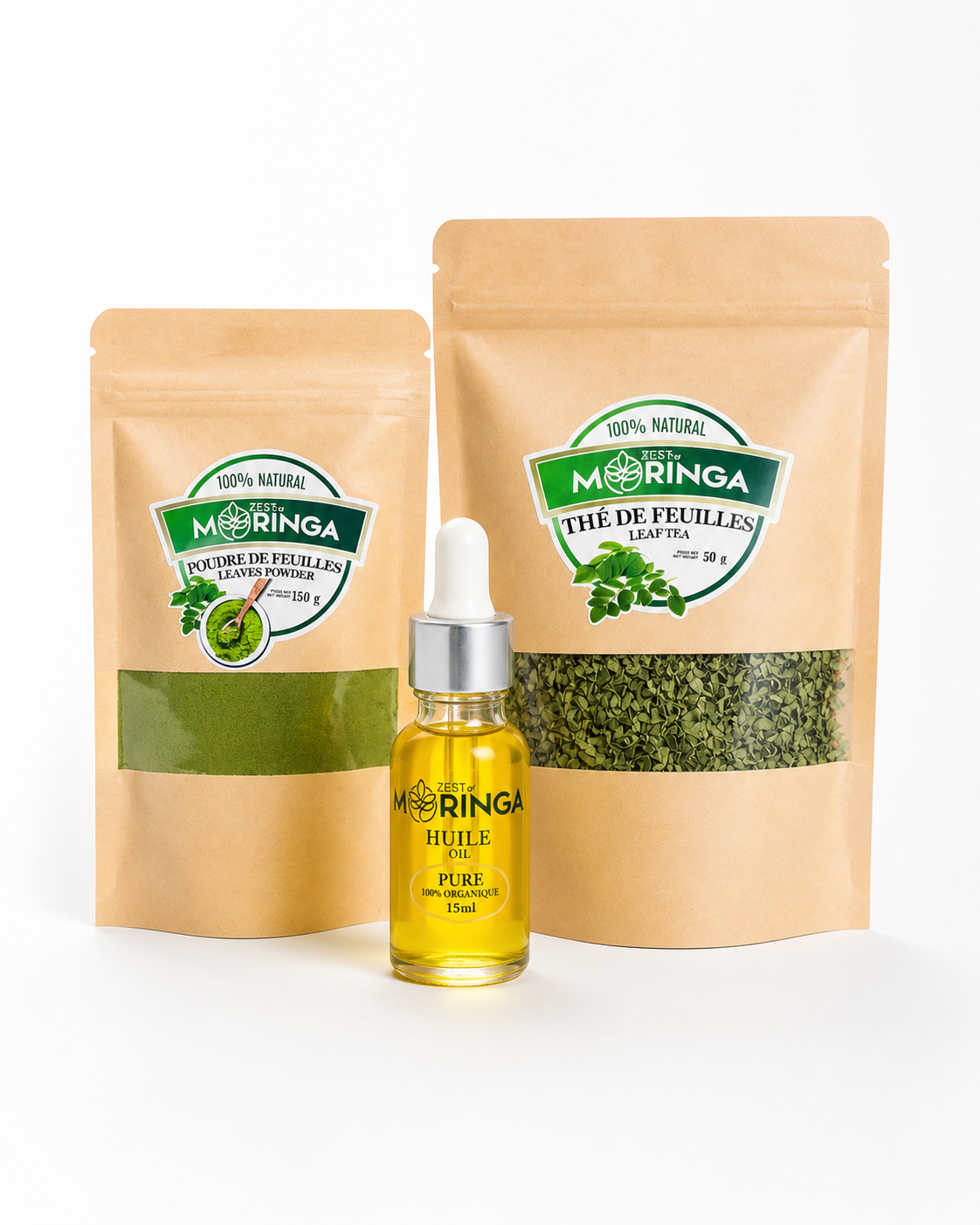 Moringa Discovery Kit — Tea, leaf powder and face oil serum bundle — Zest of Moringa Canada