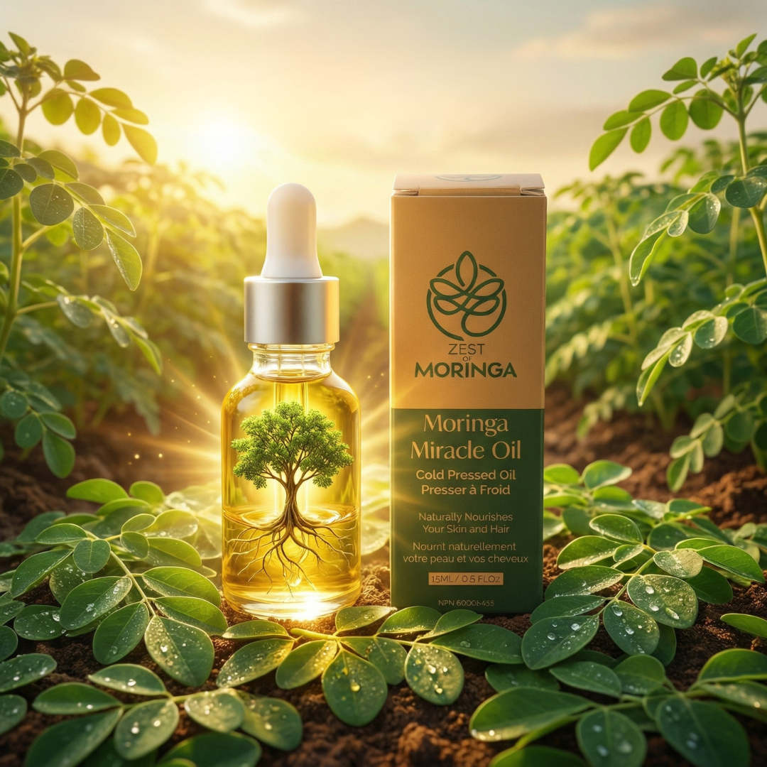 Moringa golden face oil serum — cold-pressed botanical skincare — Zest of Moringa Canada