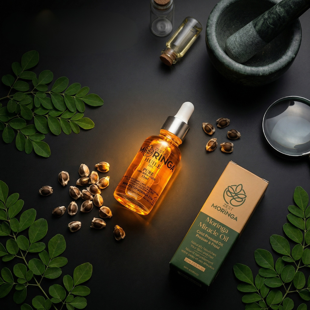 Moringa golden face oil serum — cold-pressed botanical skincare — Zest of Moringa Canada