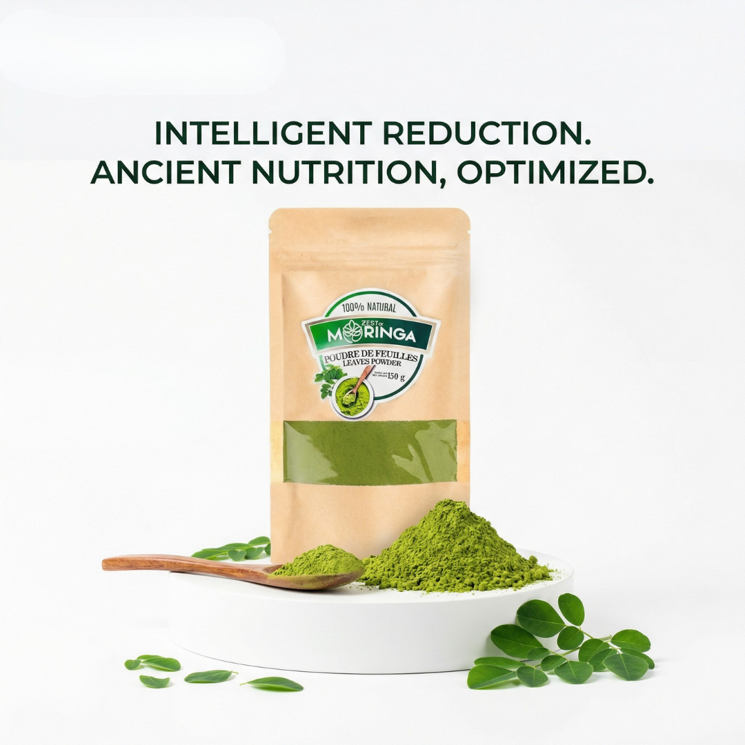 Organic moringa leaf powder pouch — single-ingredient plant-based superfood