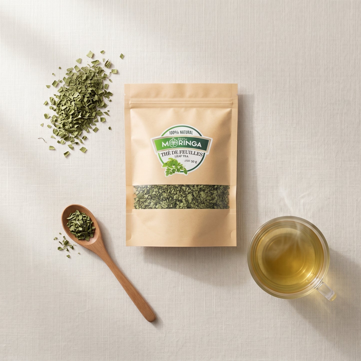 Moringa herbal tea ritual — pure plant-based infusion