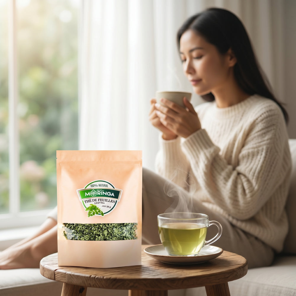 Daily moringa tea ritual — caffeine-free herbal wellness