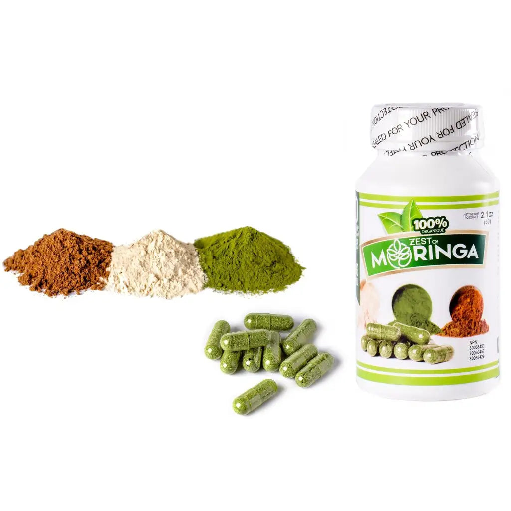 moringa capsules - powerful nutritional supplements mixture of roots, seeds, and leaf powders