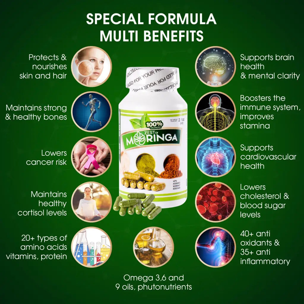 moringa capsules - powerful nutritional supplements mixture of roots, seeds, and leaf powders