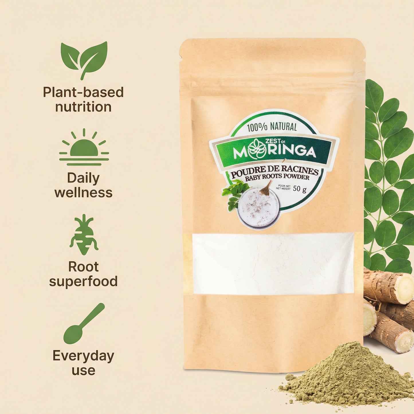 Organic moringa root powder plant-based superfood Canada