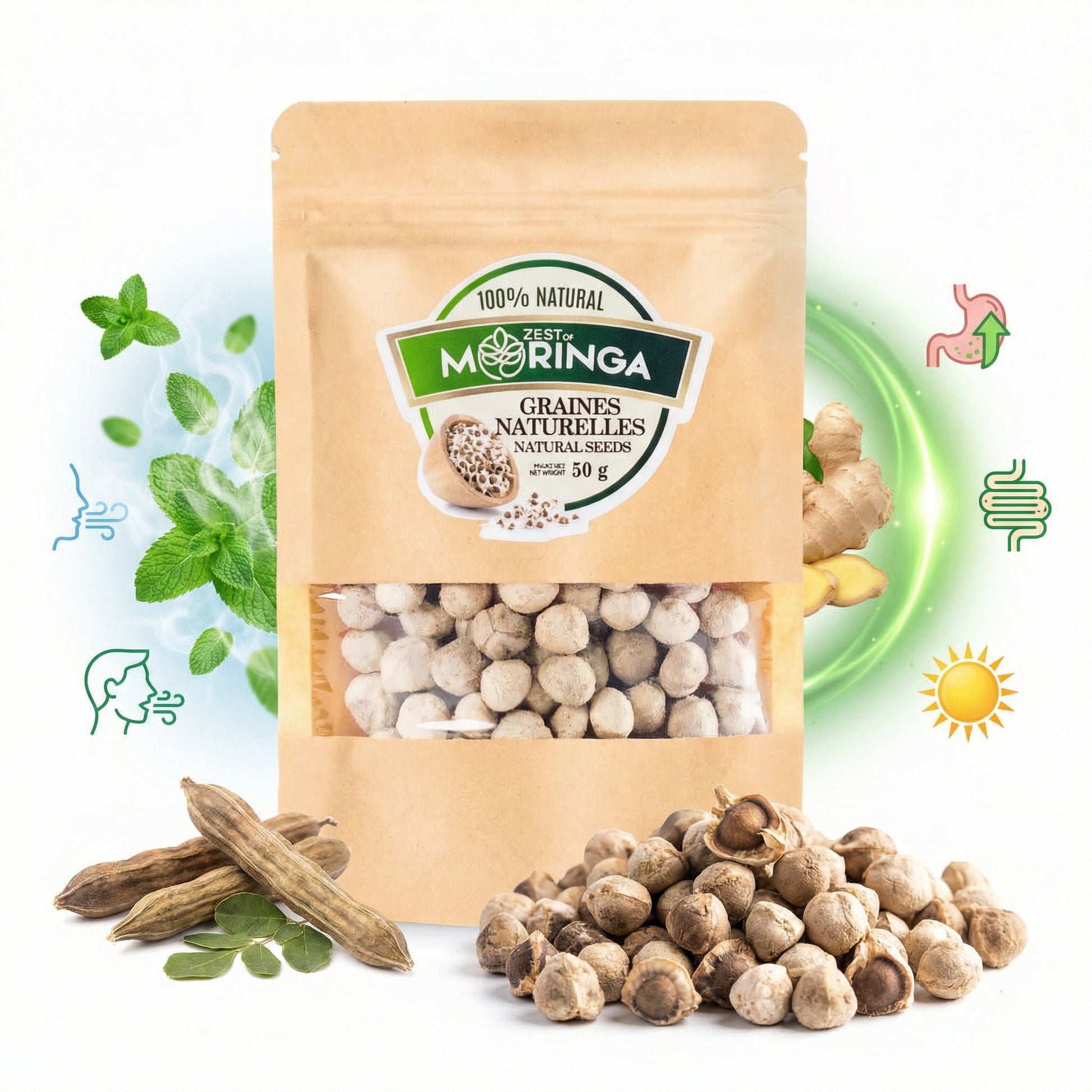 Natural moringa oleifera seeds 50g healthy snack Canada