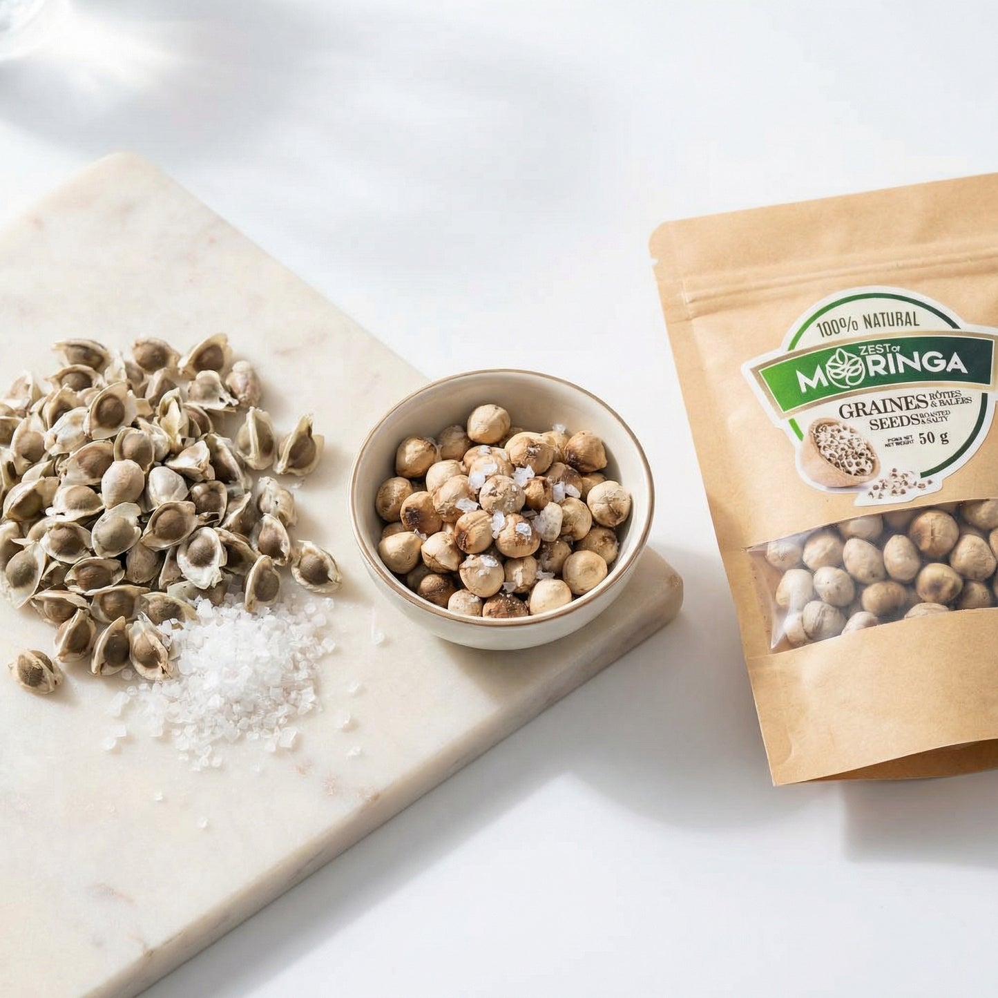 Salted roasted moringa seeds 50g — savory plant-based snack